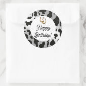 Sticker Rond Zones d'argent et de vache noire Anniversaire (Sac)