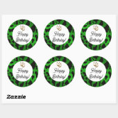 Sticker Rond Zones de vache verte et noire Anniversaire (Feuille)