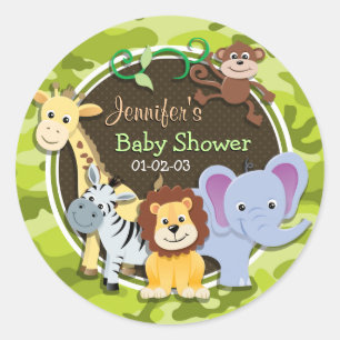 Sticker Rond Zoo Animaux; camo vert vif, camouflage
