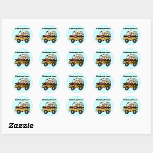 Sticker Rond Zoo Animaux Maternelle (Feuille)