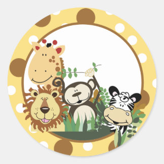 Sticker Rond ZOO Equipe Enveloppe Phoques / Cupcake Toppers