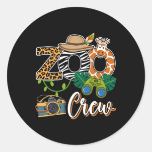 Sticker Rond Zoo Giraffe Crew Safari Animal Zoo Keeper Enfants