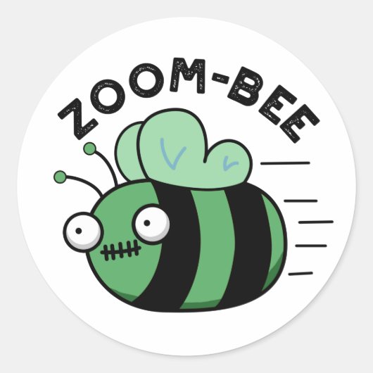 Sticker Rond Zoom-bee Drôle Halloween Zombie Bee Pun (Devant)