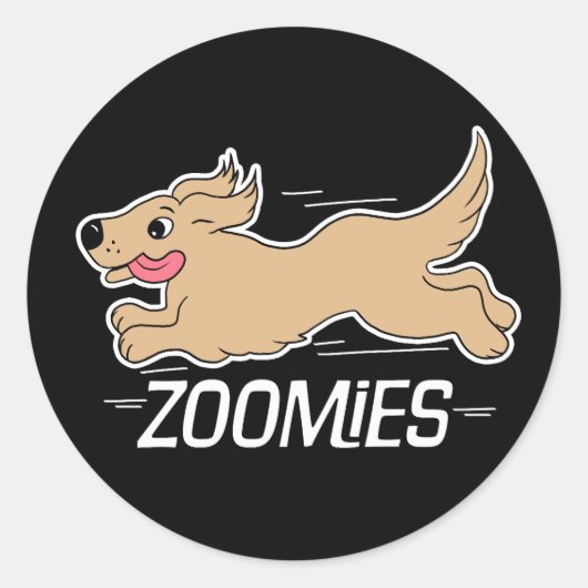 Sticker Rond Zoomies de chien drôle (Devant)