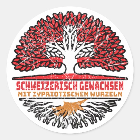 Sticker Rond Zypern Zyprisch Schweizer Schweiz Baum Wurzel (Devant)