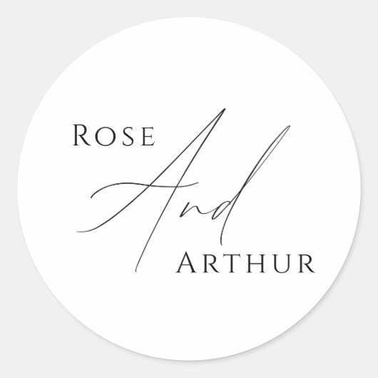 Sticker ronde minimaliste Mariage de script classi (Devant)