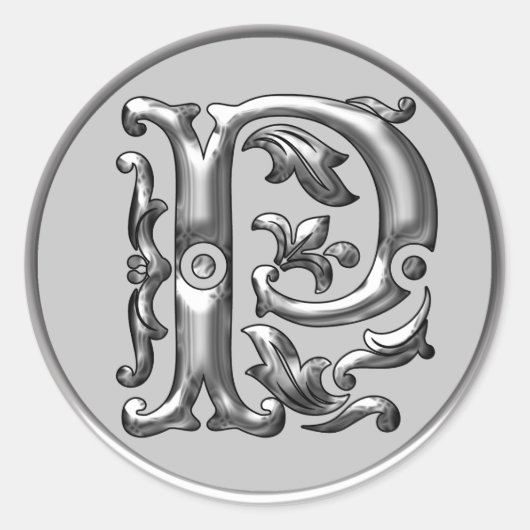Sticker ronde P initial en argent (Devant)
