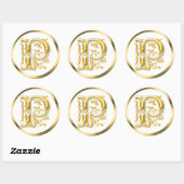 Sticker ronde P initial en or (Feuille)