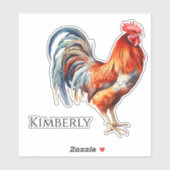 Sticker Rooster Aquarelle Personnalisé (Feuille)