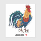 Sticker Rooster Coloré (Feuille)