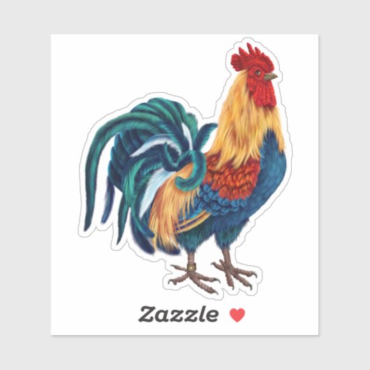 Sticker Rooster Coloré (Feuille)
