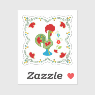 Sticker Rooster portugais de la chance en vert