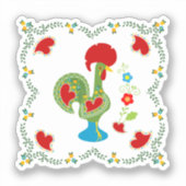 Sticker Rooster portugais de la chance en vert (Recto)