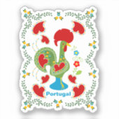 Sticker Rooster portugais de la chance en vert (Recto)