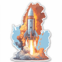 Roquette spatiale avec flammes