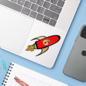 Sticker Roquette sur un arrière - plan clair (Ordinateur portable avec iPhone)