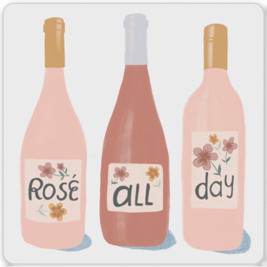 Sticker Rose All Day Wine Lovers Illustration Art (Devant)