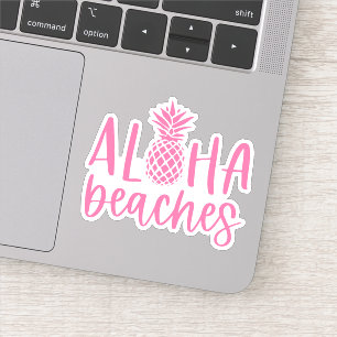 Sticker Rose Aloha Plages Ananas Tropical Été
