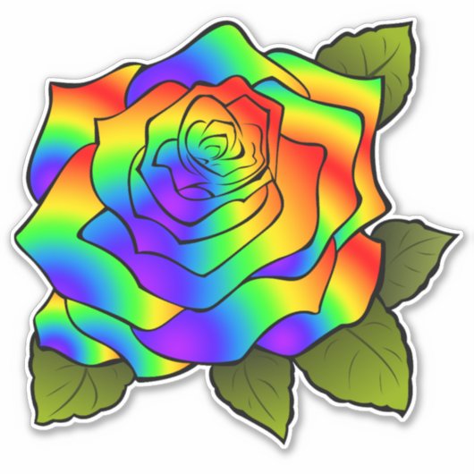 Sticker Rose arc-en-ciel (Devant)