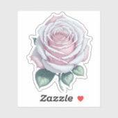 Sticker Rose blanche rose enchantée (Feuille)
