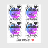 Sticker Rose bleu rose violet fait avec bougies de soja du (Feuille)