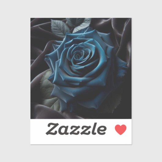 Sticker Rose Bleue sur Velours Noir (Feuille)