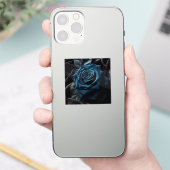 Sticker Rose Bleue sur Velours Noir (Téléphone)