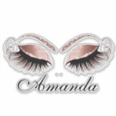 Sticker Rose Blush Maquillage Artiste Lashes Nom de l'exte (Devant)