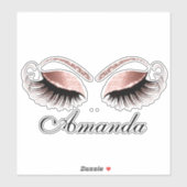 Sticker Rose Blush Maquillage Artiste Lashes Nom de l'exte (Feuille)