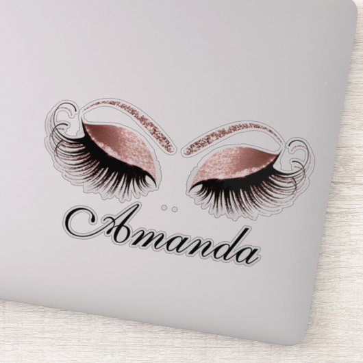 Sticker Rose Blush Maquillage Artiste Lashes Nom de l'exte (Détail)