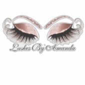 Sticker Rose Blush Maquillage Artiste Lashes Nom de l'exte (Devant)