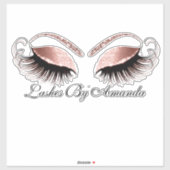 Sticker Rose Blush Maquillage Artiste Lashes Nom de l'exte (Feuille)