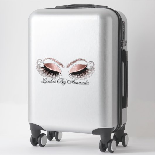 Sticker Rose Blush Maquillage Artiste Lashes Nom de l'exte (Sur valise)
