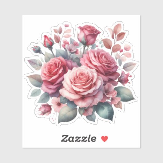 Sticker Rose Bouquet Floral Design-62101 (Feuille)