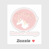 Sticker Rose clair rose blanc licorne magique (Feuille)