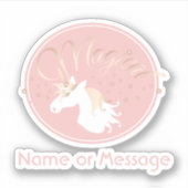 Sticker Rose clair rose blanc licorne magique (Devant)
