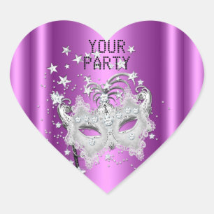 Sticker rose Coeur MASK White Silver Party