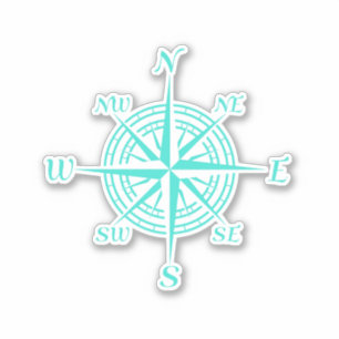 Sticker Rose de boussole blanche marine côtière