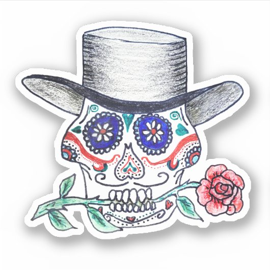 Sticker Rose de Calavera Halloween (Devant)