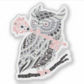 Sticker rose de la chouette à cornes (Devant)