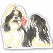 Sticker Rose de Saint Valentin Shih Tzu Vinyl (Devant)