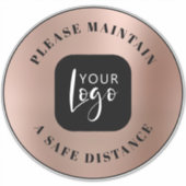 Sticker Rose Distance Sécuritaire Or Votre Logo Plancher (Devant)