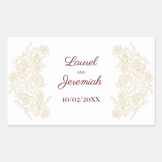 Sticker Rose élégant de Bourgogne et d'or (Devant)