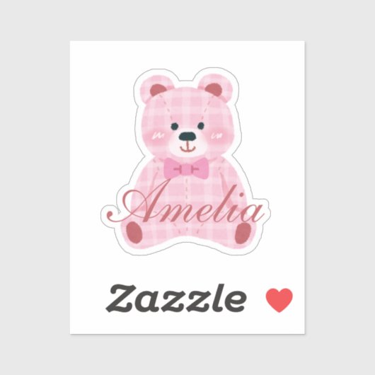 Sticker Rose En vichy Teddy (Feuille)