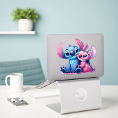 Sticker rose et bleu (Ordinateur portable sur le bureau)