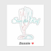 Sticker Rose et Turquoise Sauvez l'aquarelle de récif Déca (Feuille)