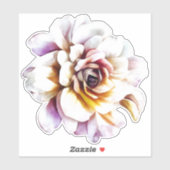Sticker Rose Fleur Aquarelle Blanche (Feuille)
