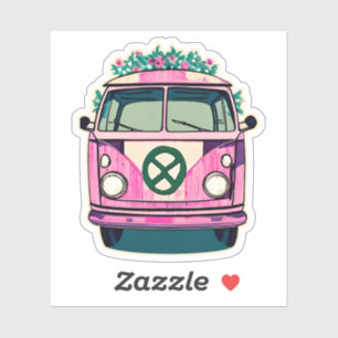 Sticker Rose Floral Retro Hippie Van Vintage Couleurs Art