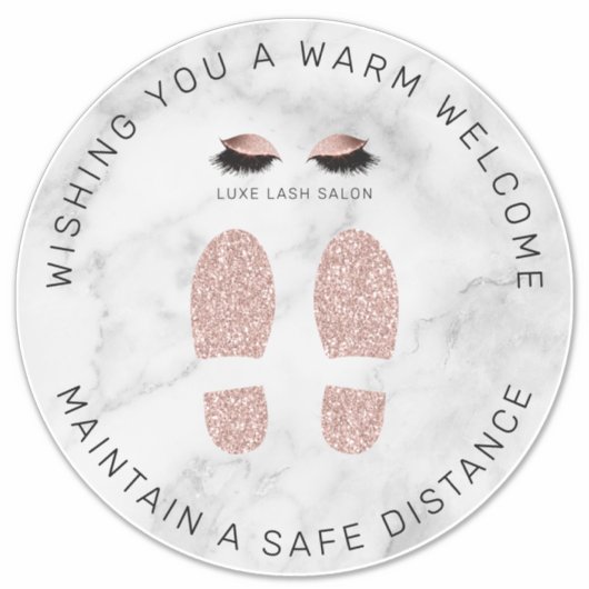 Sticker Rose Gold Beauté Salon Distancing Floor Marker (Devant)