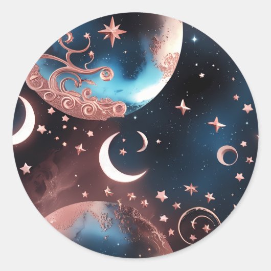 Sticker - Rose Gold Celestial Moon Design (Voorkant)